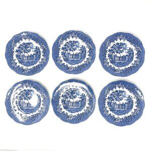 6 J&G Meakin Romantic England Dessert Bread Plate Penshurst Place England Blue